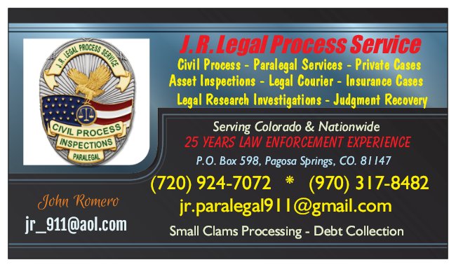 J.R. Legal Process Service - Legal services in Pagosa Springs